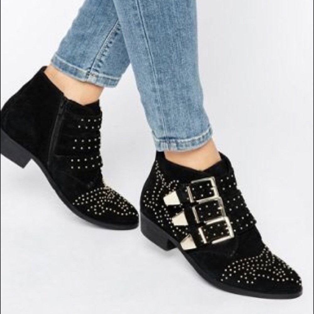ASOS Office Alloy Stud Suede Ankle Boots